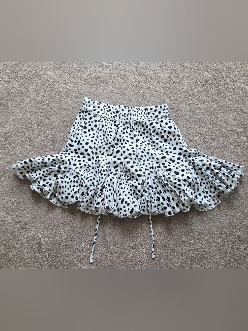 Black and White Dalmatian Spotted Ruffle Skirt
